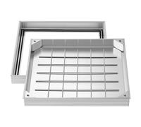 VEVOR Plaque d'Égout avec Cadre 50x50 cm, Couvercle de Regard Encastré Invisible, pour Inspection de Drainage Bouche d'Égout Trottoir Jardin, Couvercle de Fosse Septique Carré, en Alliage d'Aluminium