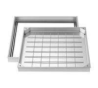 VEVOR Plaque d'Égout avec Cadre 60x60 cm, Couvercle de Regard Encastré Invisible, pour Inspection de Drainage Bouche d'Égout Trottoir Jardin, Couvercle de Fosse Septique Carré, en Alliage d'Aluminium