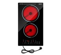 VEVOR Plaque Vitrocéramique 2 Feux 30 cm Table de Cuisson Électrique 3000 W, Convient à Toutes les Casseroles et Poêles, Domino Encastrable ou Posable, Tactile, 9 Niveaux de Puissance, Sécurité Enfant