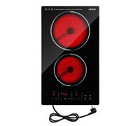 VEVOR Plaque Vitrocéramique 2 Feux 30 cm Table de Cuisson Électrique 3000 W, Convient à Toutes les Casseroles et Poêles, Domino Encastrable ou Posable, Tactile, 9 Niveaux de Puissance, Sécurité Enfant