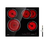 VEVOR Plaque Vitrocéramique 4 Feux 59 cm Table de Cuisson Électrique 6600 W, pour Toutes les Casseroles et Poêles, Encastrable ou Posable sans Fiche, Tactile, 9 Niveaux de Puissance, Sécurité Enfant