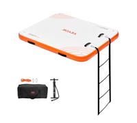VEVOR Plate-Forme Gonflable Tapis de Quai Flottant antidérapant avec Sac de Transport Portable échelle Amovible, Radeau d'île pour Piscine, Plage, océan Unisex-Adult, Blanc + Orange, 182 × 152×15.2cm