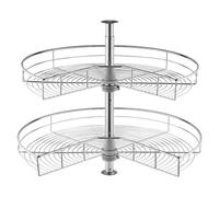 VEVOR Plateau Tournant pour Meuble d'Angle 71 cm 2 Niveaux, Tourniquet de Cuisine Rotatif à 360°, Étagère Pivotante pour Placard d’Angle Réglable en Hauteur, en Acier au Carbone, Rangement Cuisine