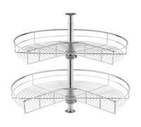 VEVOR Plateau Tournant pour Meuble d'Angle 71 cm 2 Niveaux, Tourniquet de Cuisine Rotatif à 360°, Étagère Pivotante pour Placard d’Angle Réglable en Hauteur, en Acier au Carbone, Rangement Cuisine