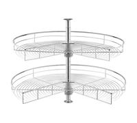 VEVOR Plateau Tournant pour Meuble d'Angle 80 cm 2 Niveaux, Tourniquet de Cuisine Rotatif à 360°, Étagère Pivotante pour Placard d’Angle Réglable en Hauteur, en Acier au Carbone, Rangement Cuisine