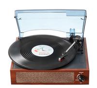 VEVOR Platine Vinyle 3 Vitesses Tourne-Disque entraînement par Courroie, Haut-parleurs stéréo intégrés 5 W, Cartouche magnétique, 33/45/78 TR/Min Bluetooth Aux RCA, pour disques vinyles 18/25/30 cm