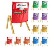 VEVOR Pochette de Chaise, Lot de 12, Poche Rangement Dossier Chaise, 43x48 cm, Pochettes Organiseur de Dossier Chaises avec Étiquette Nominative, pour Salle de Classe, Maternelle, École, 6 Couleurs