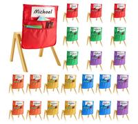 VEVOR Pochette de Chaise, Lot de 24, Poche Rangement Dossier Chaise, 36x38 cm, Pochettes Organiseur de Dossier Chaises avec Étiquette Nominative, pour Salle de Classe, Maternelle, École, 6 Couleurs