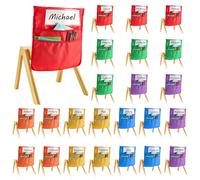 Sac de chaise de classe VEVOR, pack de 24, 47x51 cm, sac de dossier avec étiquette nominative, 6 couleurs, organisateur de dossier de chaise pour les enfants en classe, au jardin d'enfants, à l'école 