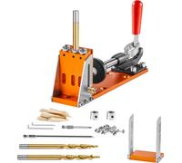 VEVOR Pocket Hole Jig Kit Trou à trois poches avec clé & embouts d'entraînement à quatre pans, aide au chevillage Gabarit de perçage pour le perçage de trous de poche et de trous obliques, aide au per