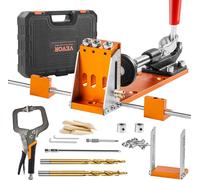 VEVOR Pocket Hole Jig Kit Trou à trois poches avec clé & embouts d'entraînement à quatre pans, aide au chevillage Gabarit de perçage pour percer des trous de poche et des trous obliques, aide au perça