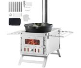 VEVOR Poêle à bois, 203,2 cm, poêle de tente de camping en acier inoxydable portable avec 8 tuyaux de cheminée et gants, poêle de tente chaude pour la cuisine et le chauffage en plein air