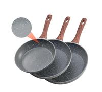 VEVOR Lot de 3 Poêles à Frire Sauteuse en Aluminium Antiadhésive 25 28 32,5 cm