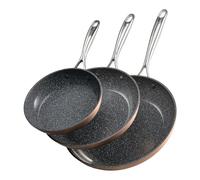 VEVOR Poêle en Aluminium Lot de 3PCs 20/27/30 cm, Sauteuse en Céramique Antiadhésive avec Poignée Résistante à la Chaleur, Ustensiles de Cuisine Restaurant, pour Gaz, Électrique, Induction, Gris