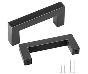 VEVOR Poignée de Meuble de Cuisine 10PCS Poignées de Porte d'Armoire en Acier Inoxydable Espacement des Trous Centraux 76 mm Poignées de Tiroir Modernes Carrées pour Cuisine Salle de Bain, Noir Mat