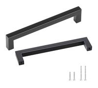 VEVOR Poignée de Meuble de Cuisine 30PCS Poignées de Porte d'Armoire en Acier Inoxydable Espacement des Trous Centraux 160 mm Poignées de Tiroir Modernes Carrées pour Cuisine Salle de Bain, Noir Mat