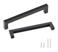VEVOR Poignée de Meuble de Cuisine 30PCS Poignées de Porte d'Armoire en Acier Inoxydable Espacement des Trous Centraux 160 mm Poignées de Tiroir Modernes Carrées pour Cuisine Salle de Bain, Noir Mat