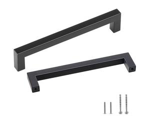 VEVOR Poignée de Meuble de Cuisine 30PCS Poignées de Porte d'Armoire en Acier Inoxydable Espacement des Trous Centraux 128 mm Poignées de Tiroir Modernes Carrées pour Cuisine Salle de Bain, Noir Mat