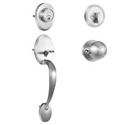 VEVOR Poignée de Porte d’Entrée avec Pêne Dormant Serrure pour Porte sur Rosace avec Bouton Intérieur Réversible Droite-Gauche Espacement des Trous Réglable pour Chambre Salle de Bain Nickel Satiné