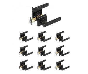 VEVOR Poignée de porte de confidentialité, 10 pcs, levier de porte carré, réversible à gauche ou à droite, avec verrouillage sans clé, rotation à 45° pour ouvrir, pour chambre, salle de bain, noir mat