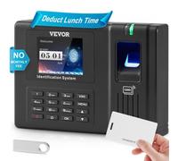 VEVOR Pointeuse Horaire Biométrique, Badgeuse avec Empreintes Digitales, Cartes RFID et Saisie de Code PIN en Une Seule Machine, 5 Cartes RFID et Sans Frais Mensuels, pour Pointer Employées Entreprise