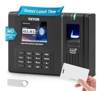 VEVOR Pointeuse Horaire Biométrique, Badgeuse avec Empreintes Digitales, Cartes RFID et Saisie de Code PIN en Une Seule Machine, 5 Cartes RFID et Sans Frais Mensuels, pour Pointer Employées Entreprise