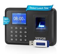 VEVOR Pointeuse Horaire Biométrique, Badgeuse avec Empreintes Digitales et Saisie de Code PIN en Une Seule Machine, Écran de 6 cm, Sans Frais Mensuels, pour Pointer Employées des Petites Entreprises