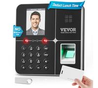 VEVOR Pointeuse Horaire Biométrique, Badgeuse avec Visage, Empreintes Digitales, Cartes RFID et Saisie de Code PIN en Une Seule Machine, 5 Cartes RFID et sans Frais Mensuels, pour Pointer Employées