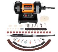 VEVOR Polisseuse d'Établi, Touret à Polir à Vitesse Réglable de 8300 à 10600 tr/min, Kit de 100 Accessoires, Polissage pour Bijoux, Métal, Pierre, Bois et DIY, avec Meule et Disques Fibre et Laine