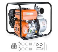 VEVOR Pompe à Eau Thermique 101,6 mm Motopompe à Essence 95846 L/h pour Irrigation Piscines Étangs Transfert Eau Semi-Déchets, 8,3 ch, Portable, Moteur Essence, Tuyau Refoulement 7,6 m, Turbine Fonte