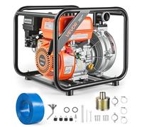 VEVOR Pompe à Eau Thermique 50,8 mm Motopompe à Essence 29072 L/h pour Irrigation Piscines Étangs Transfert Eau Semi-Déchets, 6 ch, Portable, Moteur à Essence, Tuyau Refoulement 7,6 m, Turbine Fonte