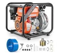 VEVOR Pompe à Eau Thermique 50,8 mm Motopompe à Essence 29072 L/h pour Irrigation Piscines Étangs Transfert Eau Semi-Déchets, 6 ch, Portable, Moteur à Essence, Tuyau Refoulement 7,6 m, Turbine Fonte
