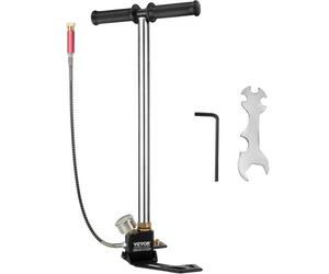 VEVOR Pompe à Pied 0-4500 psi, Pompe à Pneumatique à 3 Étages Haute Pression, Gonfle-Pneu pour Vélo, Pistolets à Air Comprimé, Paintball, Bouteilles de Plongée, avec Manomètre Précis et Pédale Pliable