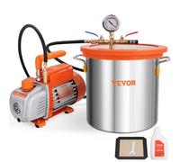 VEVOR Pompe à Vide 100 L/min avec Chambre à Vide 11 L Couvercle en Verre Trempé Pompe à Vide à Un Étage avec Bouteille d'Huile de 250 mL pour Stabilisation du Bois Dégazage Silicones Époxys