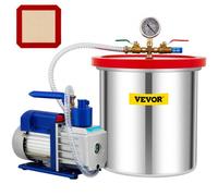 VEVOR Pompe à vide 141 L/min chambre à vide 19 L avec pompe rotative à un étage 5 CFM 1/3 HP kit d'outils à air CVC pour stabiliser le bois, dégazer les silicones, les époxy, les huiles essentielles