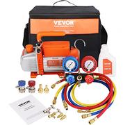 VEVOR Pompe à Vide Climatisation 100 L/Min Pompe à Vide Frigoriste HVAC 150 W Kit Jauges et Tuyau Caoutchouc Tricolore 1440 TR/Min Sac de Transport pour R134a R1234yf Climatiseur Auto Réfrigérateur