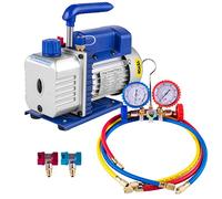 VEVOR Pompe à Vide Climatisation 3 CFM 1/4 HP Pompe à Vide Réfrigération 85 L/Min HVAC 1 Étage avec Jauge de Collecteur Anti-Reflux Huile pour Climatiseur Domestique Voitures Automobile Réfrigérateur