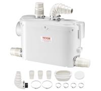 VEVOR Pompe Macératrice 500 W Pompe de Relevage Eaux Usées 6600 L/h Hauteur Manométrique 8 m 3 Entrées d'Eau pour Toilette Sous-sol Cuisine Évier Douche Baignoire Buanderie Machine à Rincer Eaux Usées