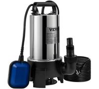 VEVOR Pompe de Relevage Eaux Chargées 1100 W Pompe d’évacuation pour Eaux Chargées, Pompe Pour Eaux Usées 333,3 L/min Pompe Immergée Vide PisCône Cave