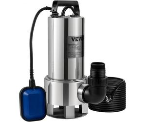 VEVOR Pompe de Relevage Eaux Chargées 1300 W Pompe d’Évacuation pour Eaux Chargées, 333,3 L/min Pompe Immergée Vide Piscine Cave Fosse Septique avec Adaptateur de Décharge pour Pomper Eaux Sales Usées