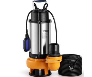 VEVOR Pompe de Relevage Eaux Chargées 2200 W Pompe d’Évacuation pour Eaux Chargées, 60000L/H Pompe Vide Piscine Cave Fosse Septique Pompe Immergée Pompe Submersible pour Pomper Eaux Sales Eaux Usées