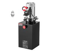 VEVOR Pompe Hydraulique à Simple Effet, Groupe de Bennage pour Camion 9,5 L, pour Remorque à Benne Basculante Camion-benne, Pression de Décharge Max. 22 MPa, Débit 3,4 L/min, Réservoir Métallique Noir