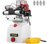 VEVOR Pompe Hydraulique Remorque Double Effet et Double Solénoïde 12V Capacité 4.5L Blanc et Argent