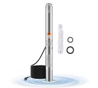 VEVOR Pompe immergée puits profond 1100W 230V acier inox débit 100L/min hauteur 75m cordon 20m IP68