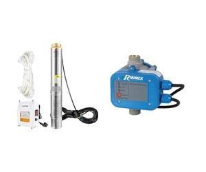 VEVOR Pompe Immergée pour Puits 110 L/min 44 m Pompe à Eau Profond en Acier Inox, Électrique 370 W & RIBILAND - Interrupteur automatique ACQUACONTROL +