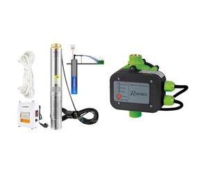 VEVOR Pompe Immergée pour Puits 190 L/min 57 m Pompe à Eau pour Puits Profond en Acier Inox & RIBILAND - Interrupteur automatique ACQUACONTROL +