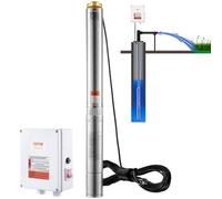 VEVOR Pompe Immergée pour Puits Profond, 2200 W, Pompe à Eau en Acier Inox, Débit 9,8 m³/h, 144 m, avec Cordon Électrique 19,4 m, Boîtier de Commande Externe, IP68 pour Maison, Irrigation Industrielle