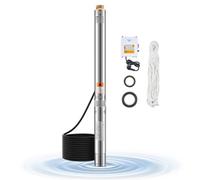 VEVOR Pompe immergée pour puits profond, 550 W, pompe à eau en acier inox, débit 100 L/min, hauteur de 53 m, avec cordon 20 m, boîtier de commande externe, IP68, pour maison, irrigation industrielle