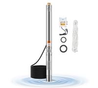 VEVOR Pompe immergée pour puits profond, 550 W, pompe à eau en acier inox, débit 65 L/min, hauteur de 64 m, avec cordon 20 m, boîtier de commande externe, IP68, pour maison, irrigation industrielle