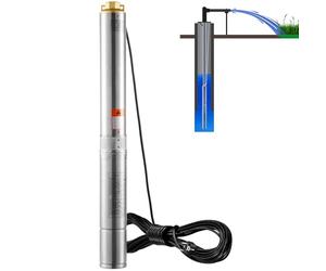 VEVOR Pompe Immergée pour Puits Profond, 750 W, Pompe à Eau en Acier Inoxydable, Débit 7,1 m³/h, 75 m, avec Cordon Électrique 9,1 m, Pompe Étanche IP68 pour Usage Domestique, Irrigation Industrielle